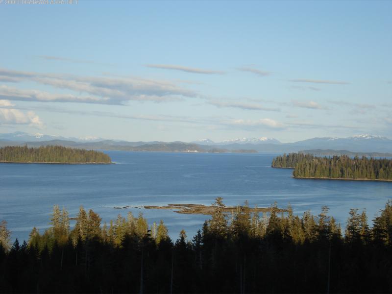 A great view of Edna Bay from a mountain top.