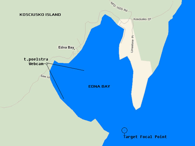 Webcam map for East and West side Edna Bay Webcams.